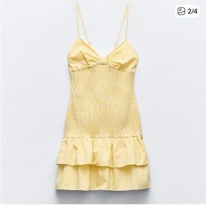 Zara Yellow Gingham Mini Dress